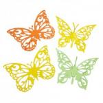 Dekorgumi pillangók, sárga-zöld, 19 cm