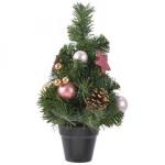Karácsonyi dekor fenyőfa díszekkel - arany-rózsaszín, 30 cm