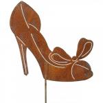 Női cipő dugóként, kerti dekoráció, masni patinás hercegnőcipő H19,5cm